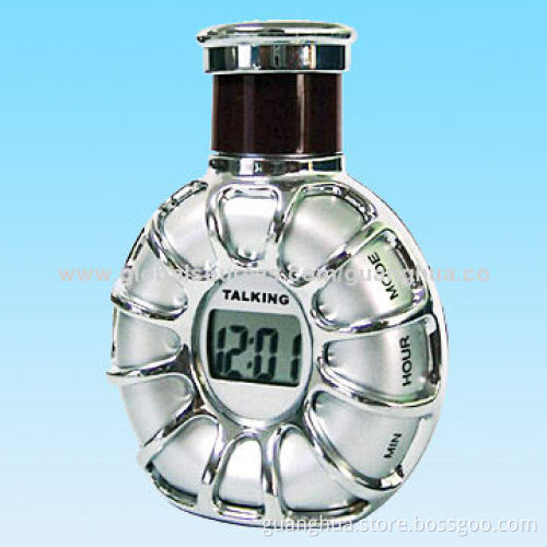 Mini Design Bottle-shaped Digital Talking Clock with Alarm, Coming with Time Talking